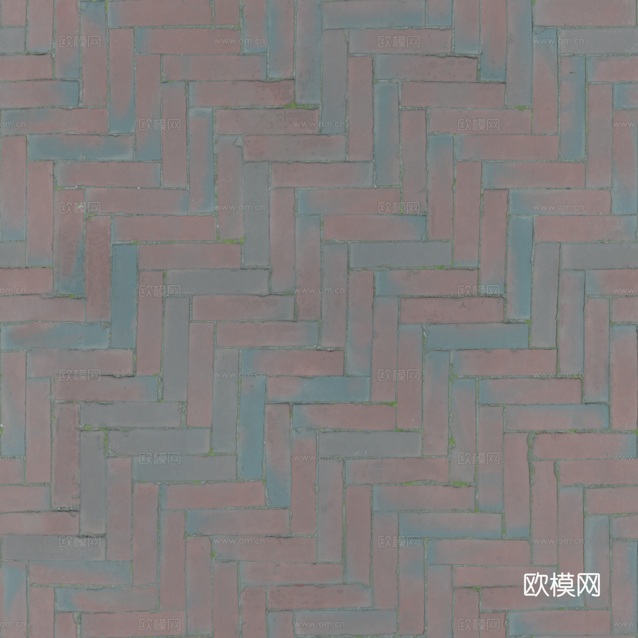 无缝老旧红砖青砖地砖户外砖铺路砖 PBR材质贴图 2k