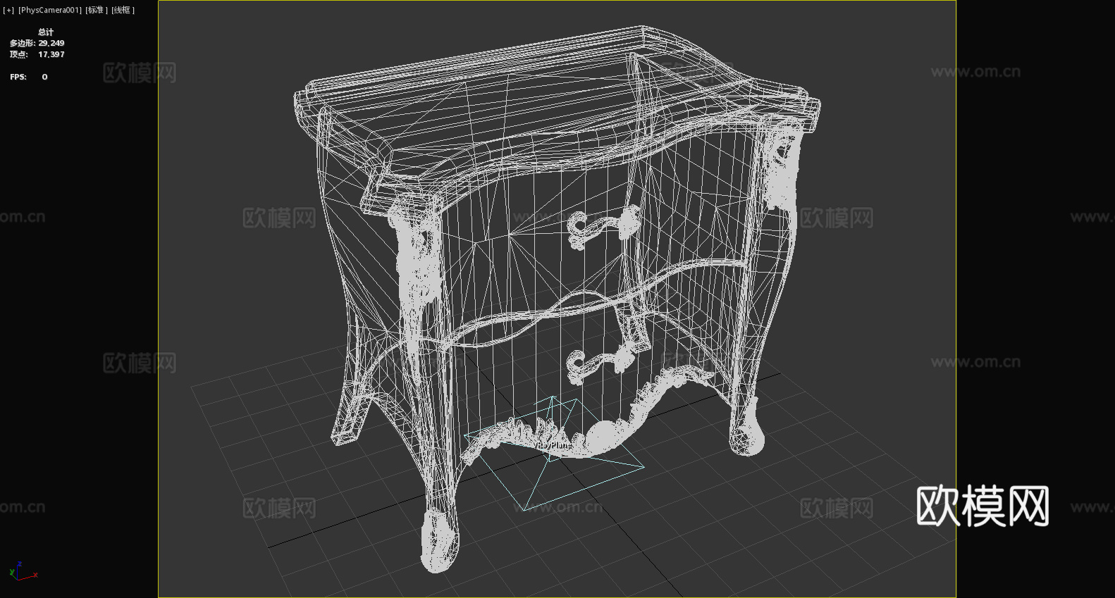 床头柜 实木柜 雕花柜 欧式柜 复古柜3d模型下载（渲染图6）