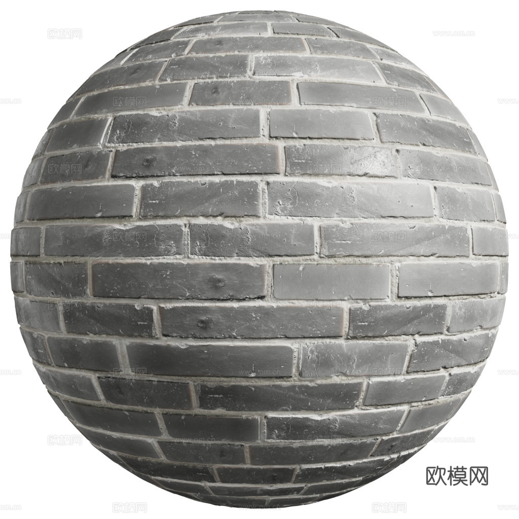 无缝灰色砖墙青砖 PBR材质贴图 2k