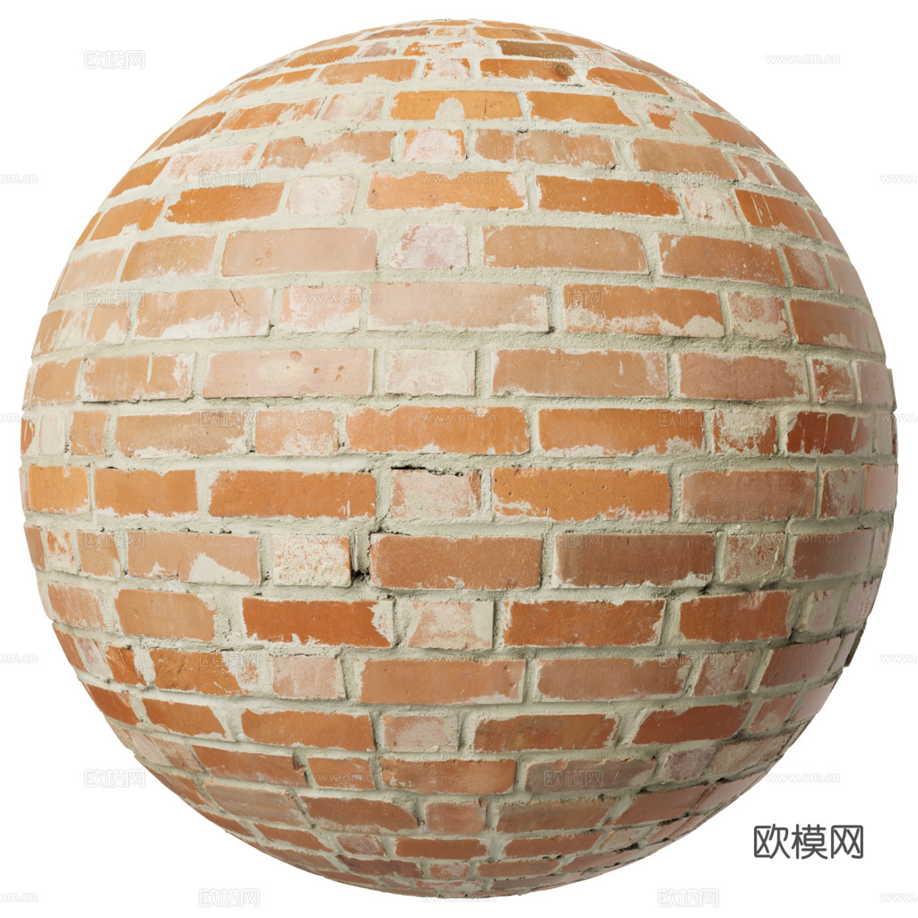 无缝红砖砖墙老旧红砖 PBR材质贴图 2k