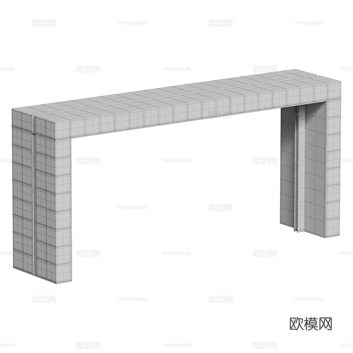 现代意式玻璃砖端景台 玄关桌3d模型下载（渲染图4）