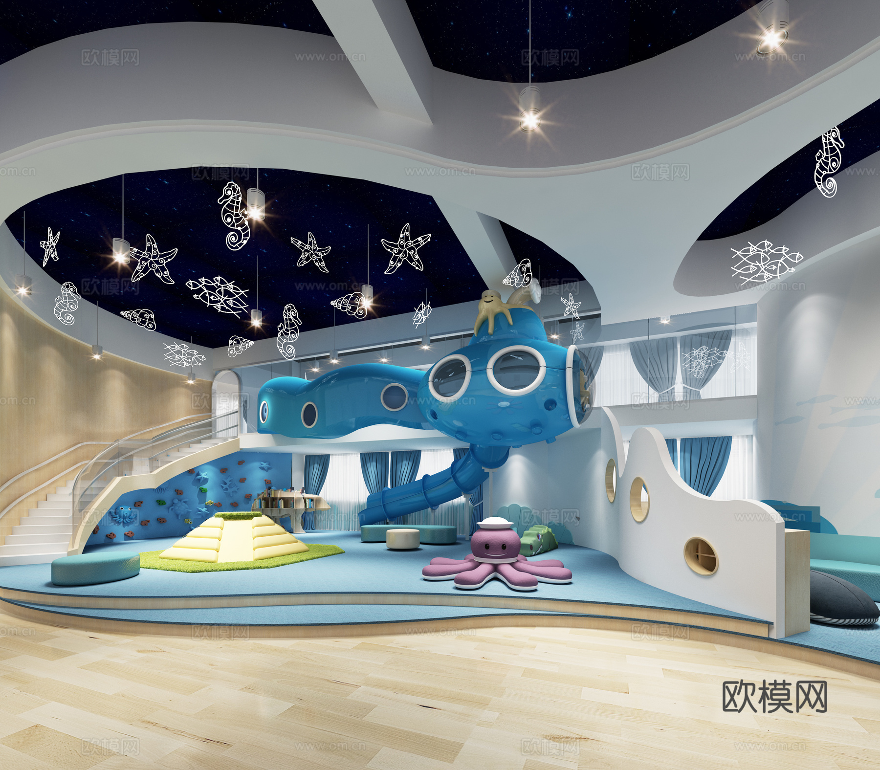 现代一个儿童娱乐玩耍区3d模型下载