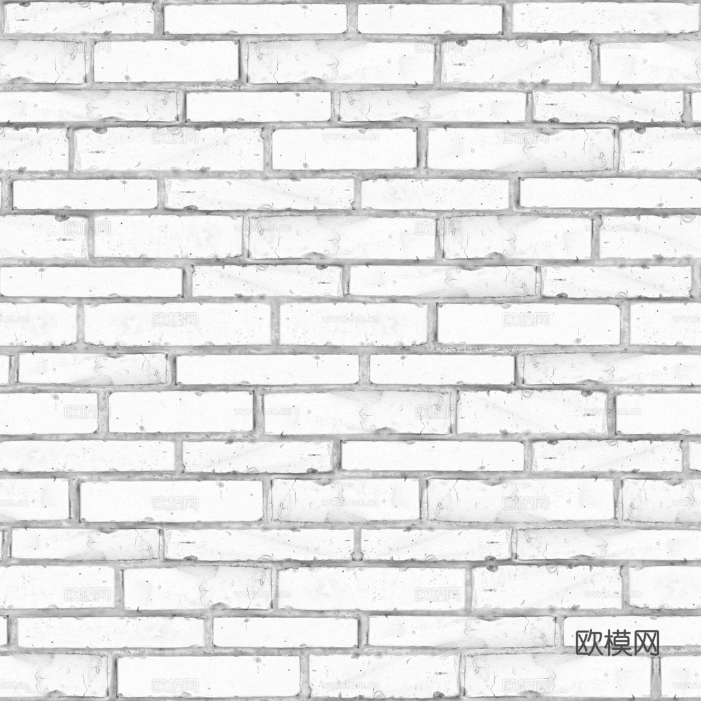 无缝白色砖墙 PBR材质贴图 1k