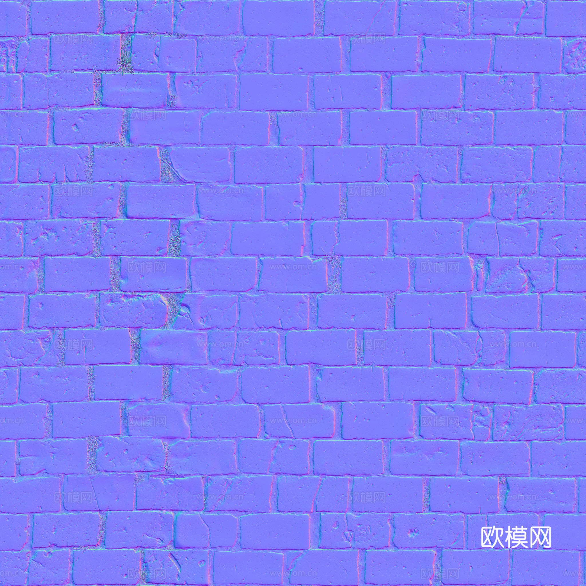 无缝破旧红砖户外砖铺路石铺路砖 PBR材质贴图 2k