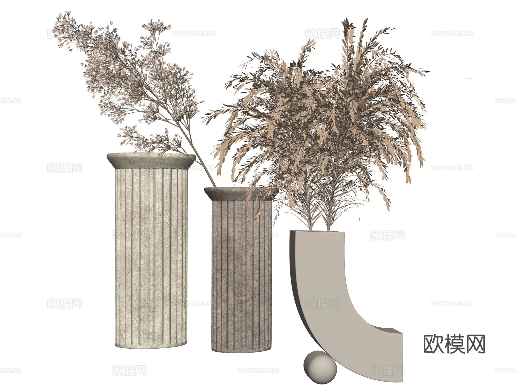 现代花瓶花艺植物装饰摆件su模型