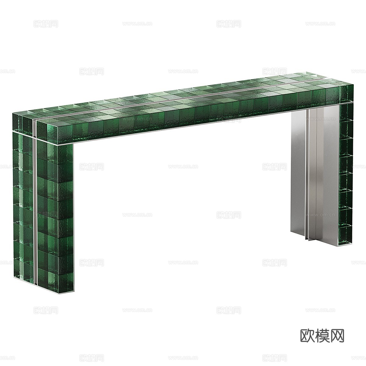 现代意式玻璃砖端景台 玄关桌3d模型下载（渲染图1）