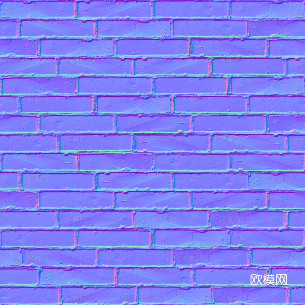 无缝黑色砖墙 PBR材质贴图 1k