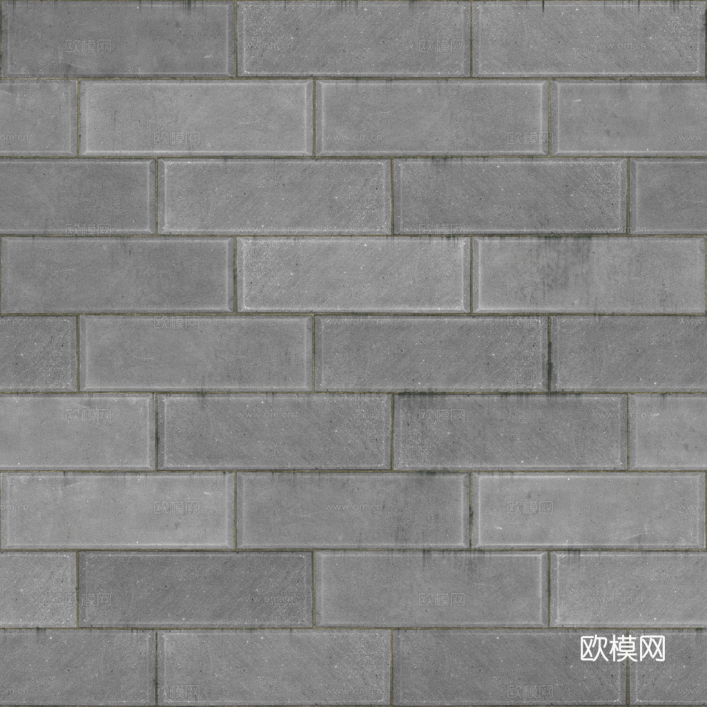 无缝灰色砖墙砖地 PBR材质贴图 1k