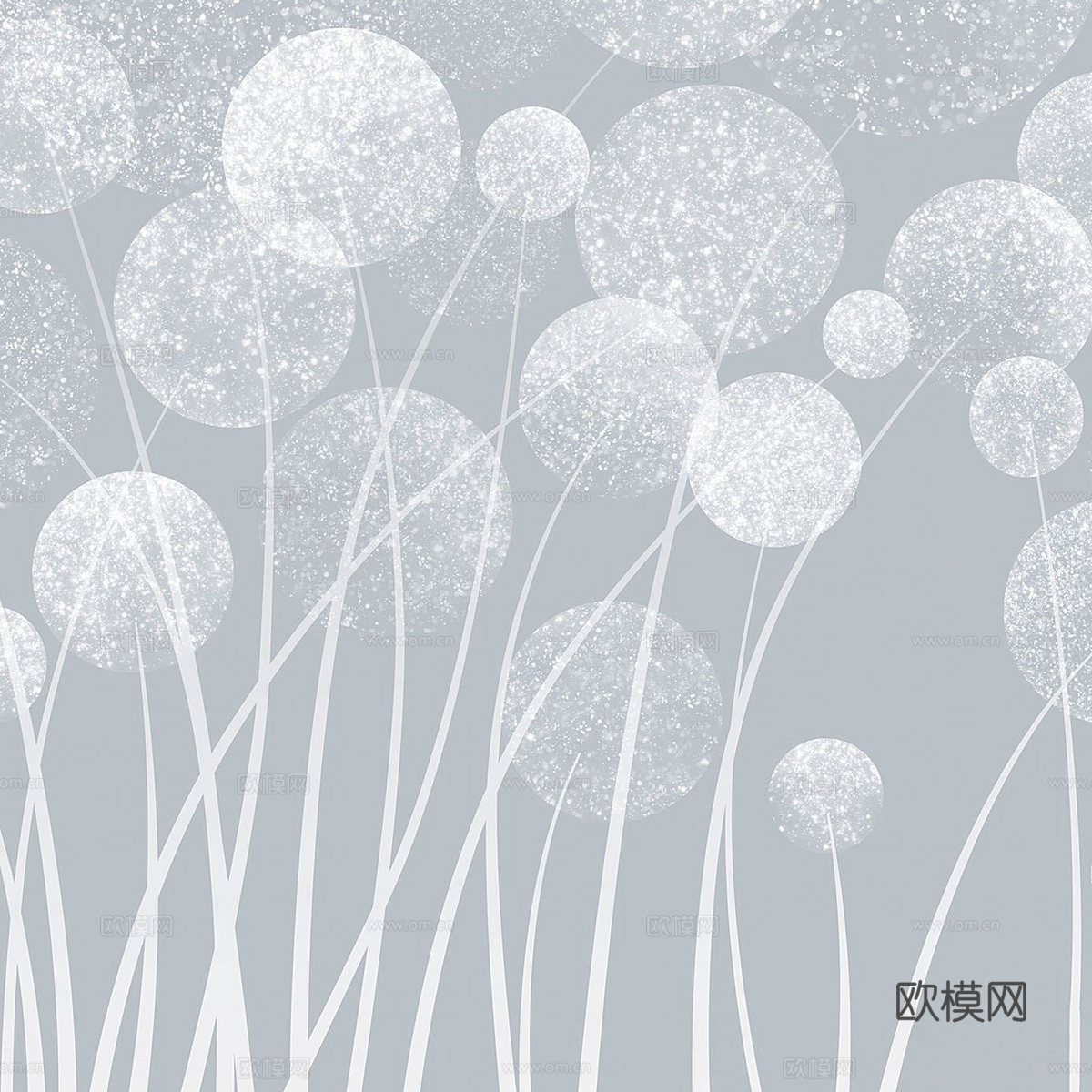 现代儿童房蒲公英墙布 壁画 墙纸3d模型下载（渲染图5）