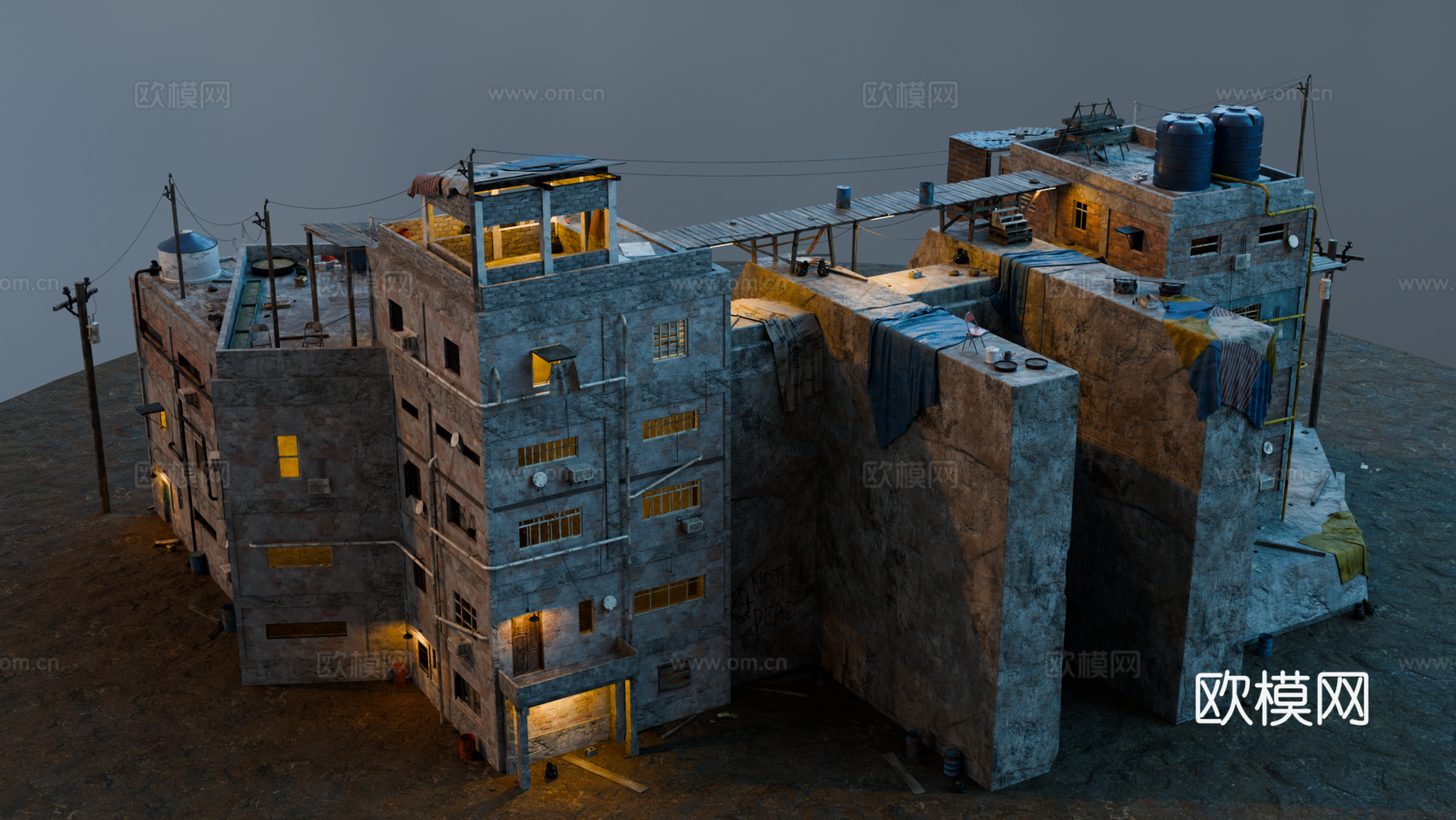 贫民窟建筑 老旧建筑 破损建筑 棚户区 城中村建筑su模型