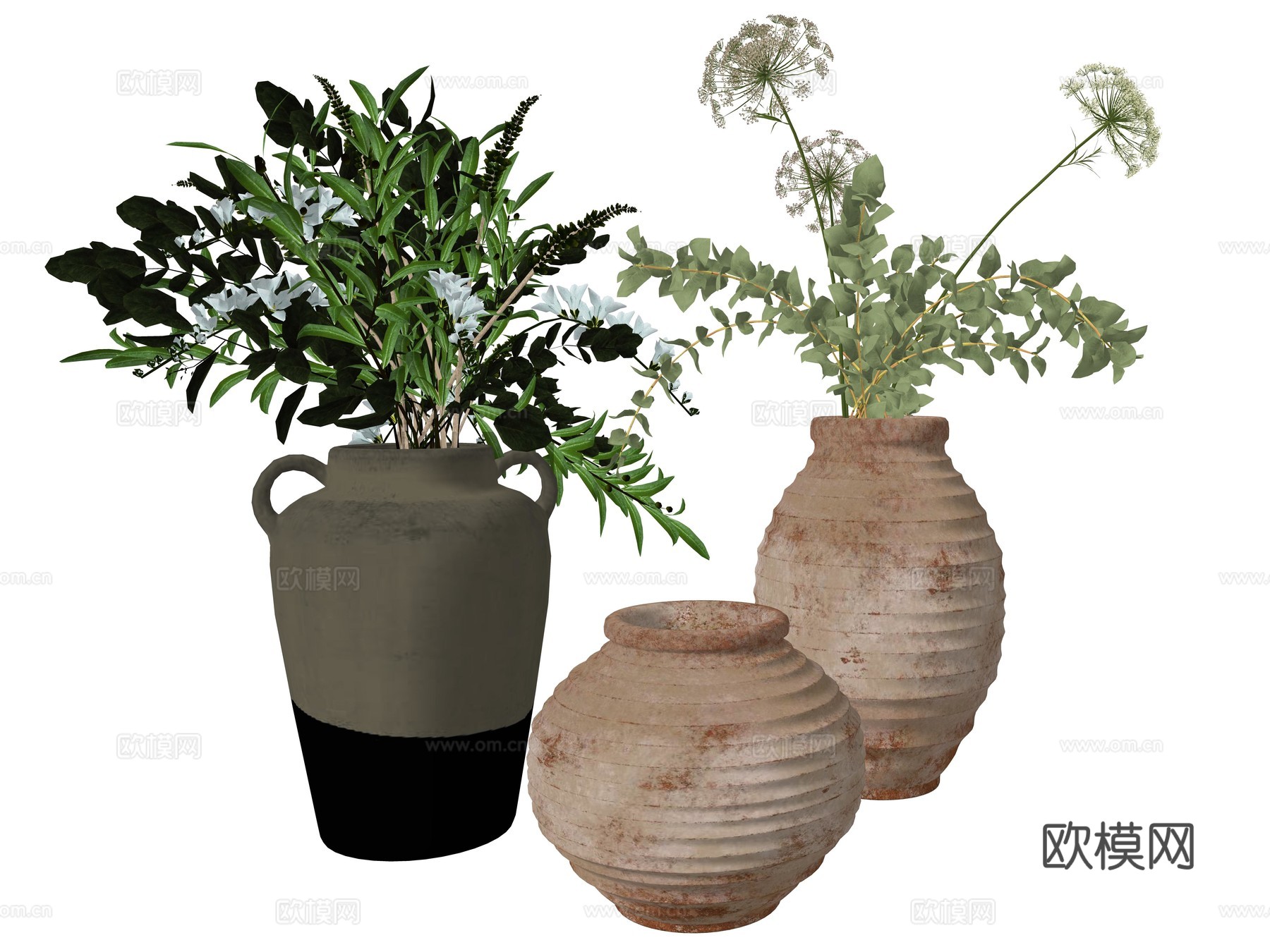 现代花瓶花艺植物装饰摆件su模型