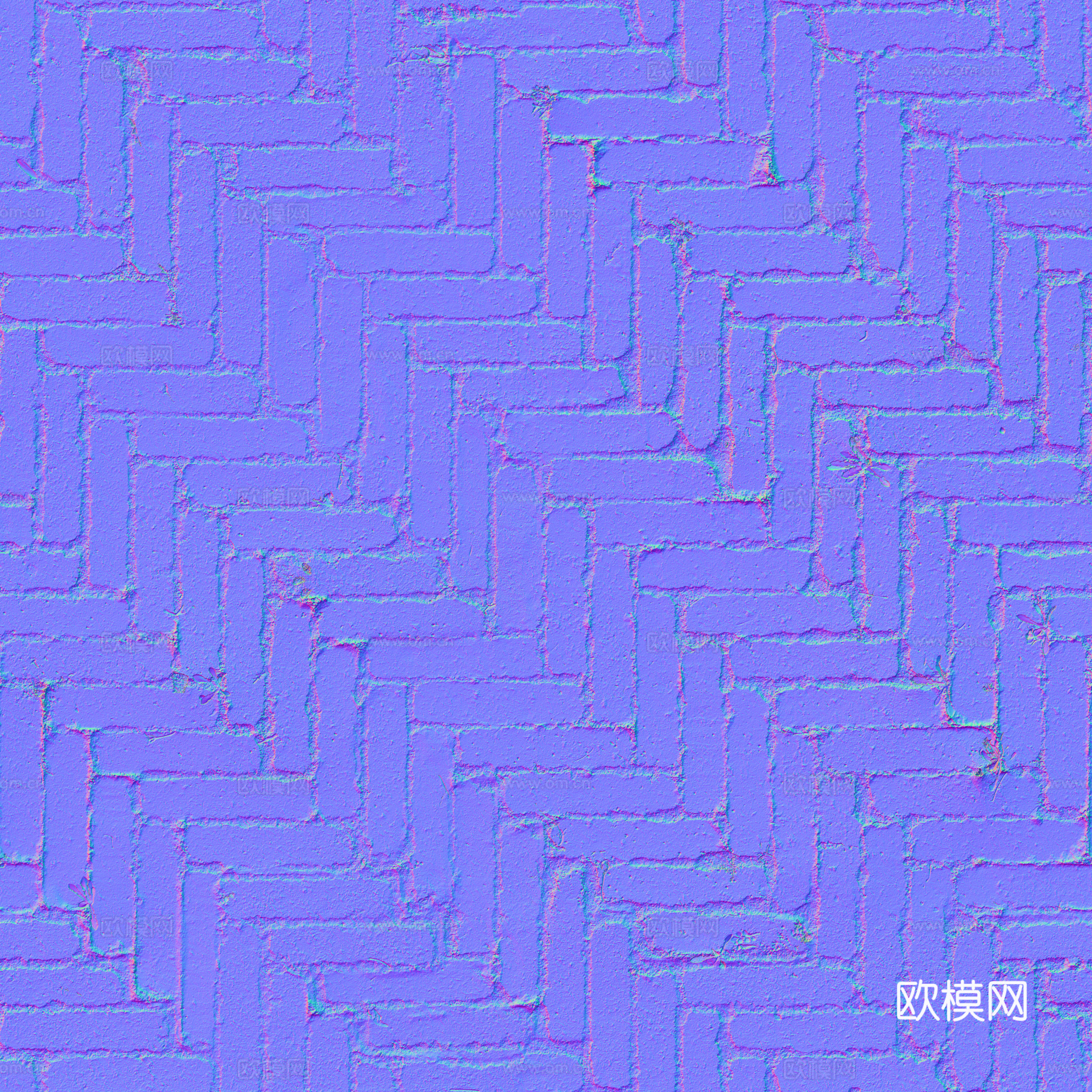 无缝青砖户外砖铺路石铺路砖 PBR材质贴图 2k