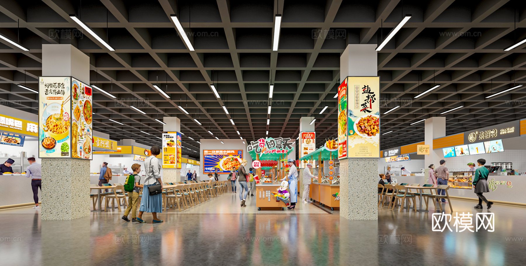 美食街  小吃3d模型下载