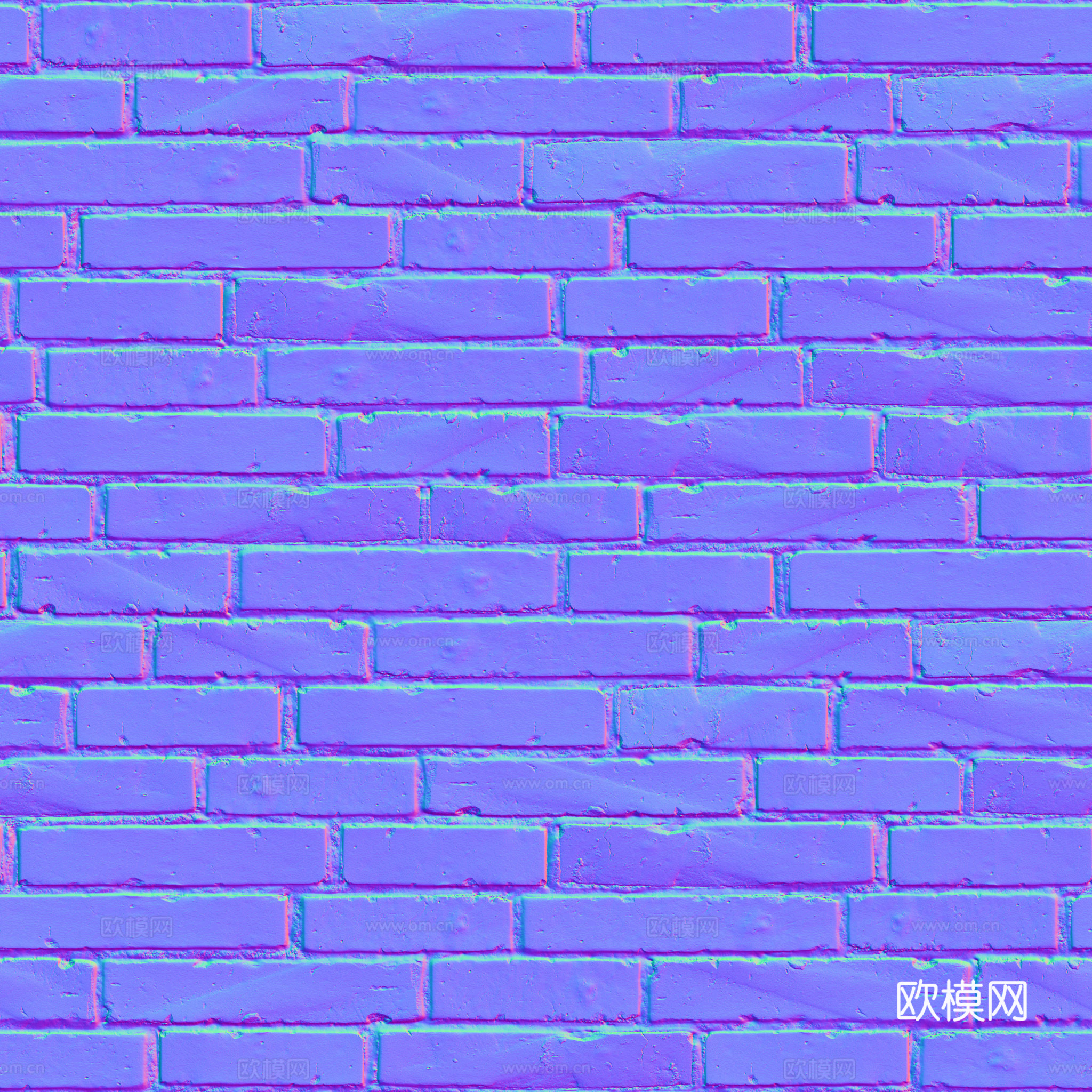 无缝灰色砖墙青砖 PBR材质贴图 2k