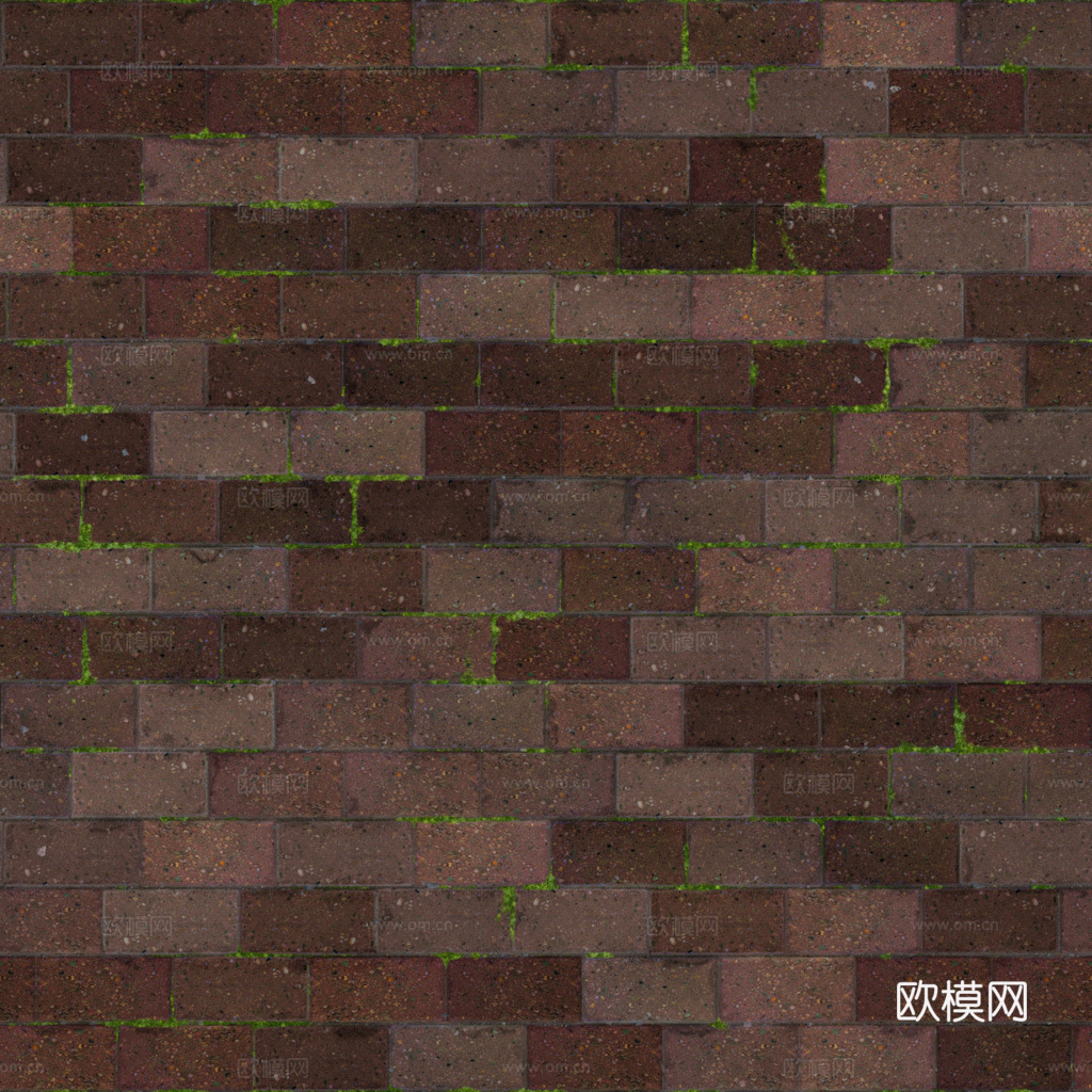 无缝红砖户外砖铺路石铺路砖 PBR材质贴图 1k
