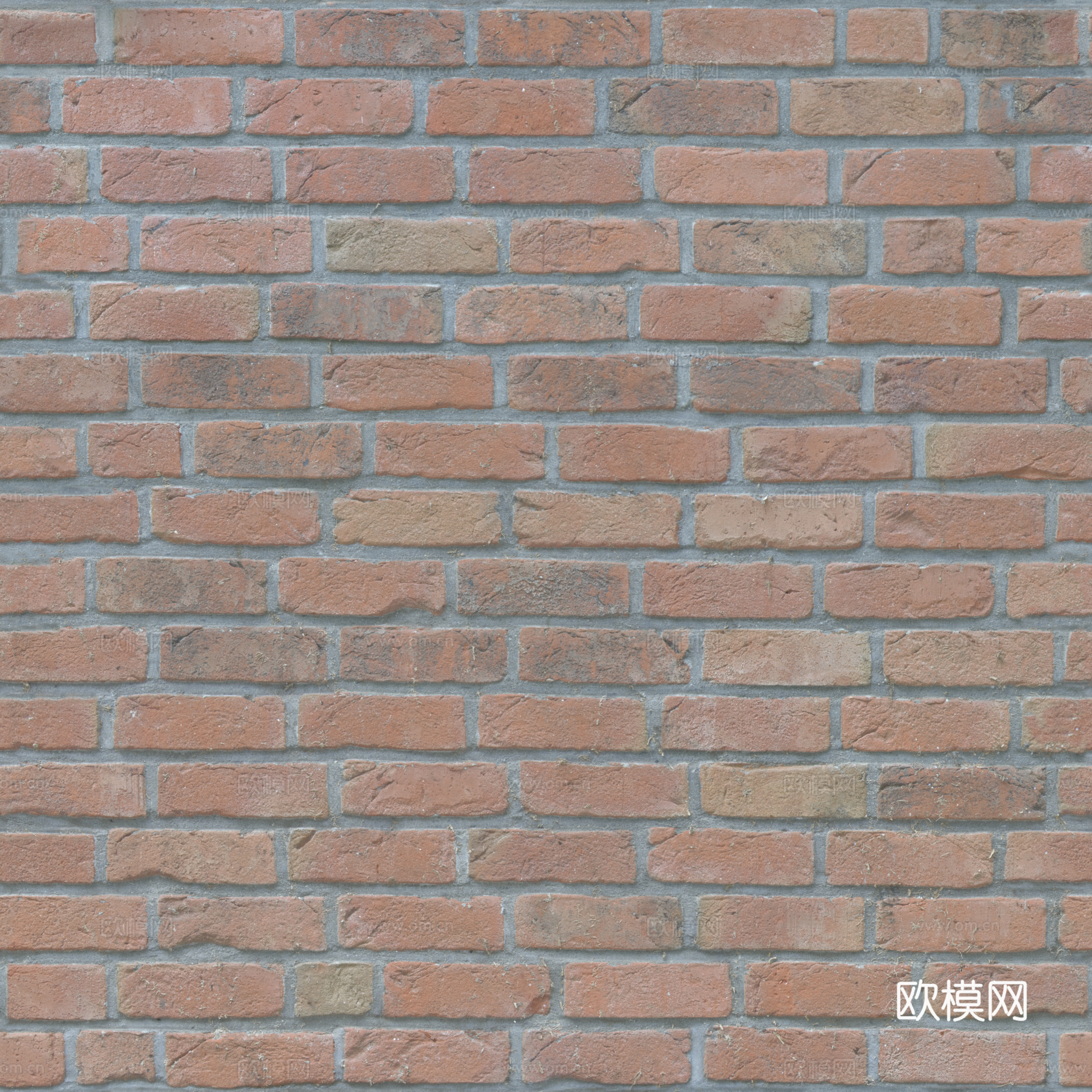 无缝老旧红砖砖墙 PBR材质贴图 2k