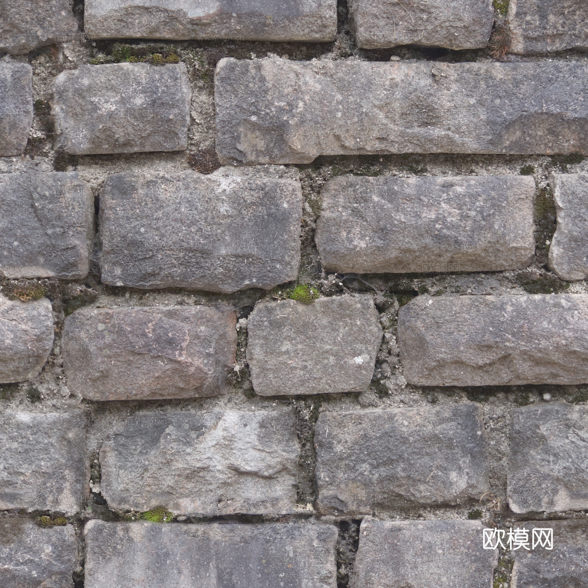无缝石墙石地石砖铺路石户外墙地 PBR材质贴图 2k