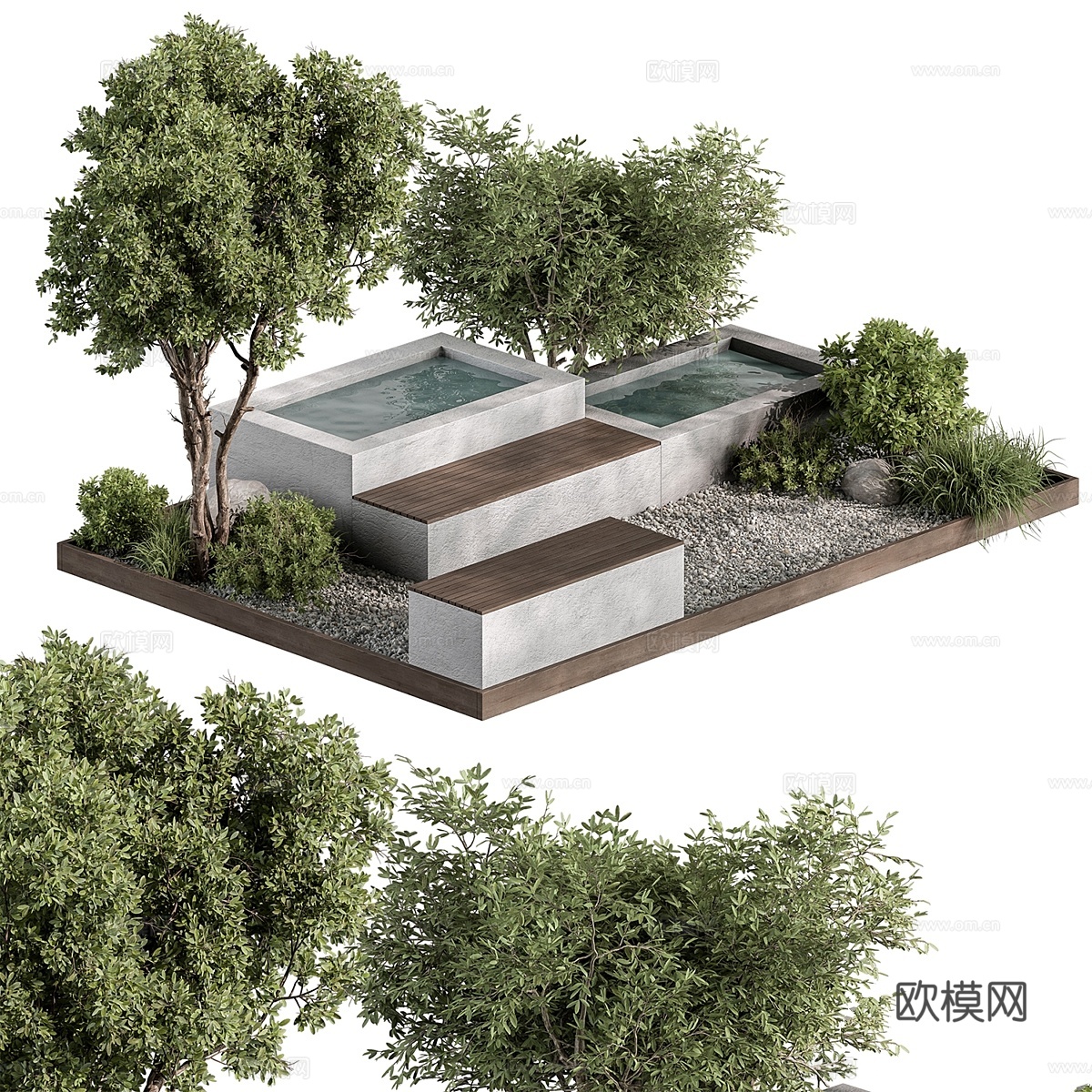后院景观 户外绿植3d模型下载
