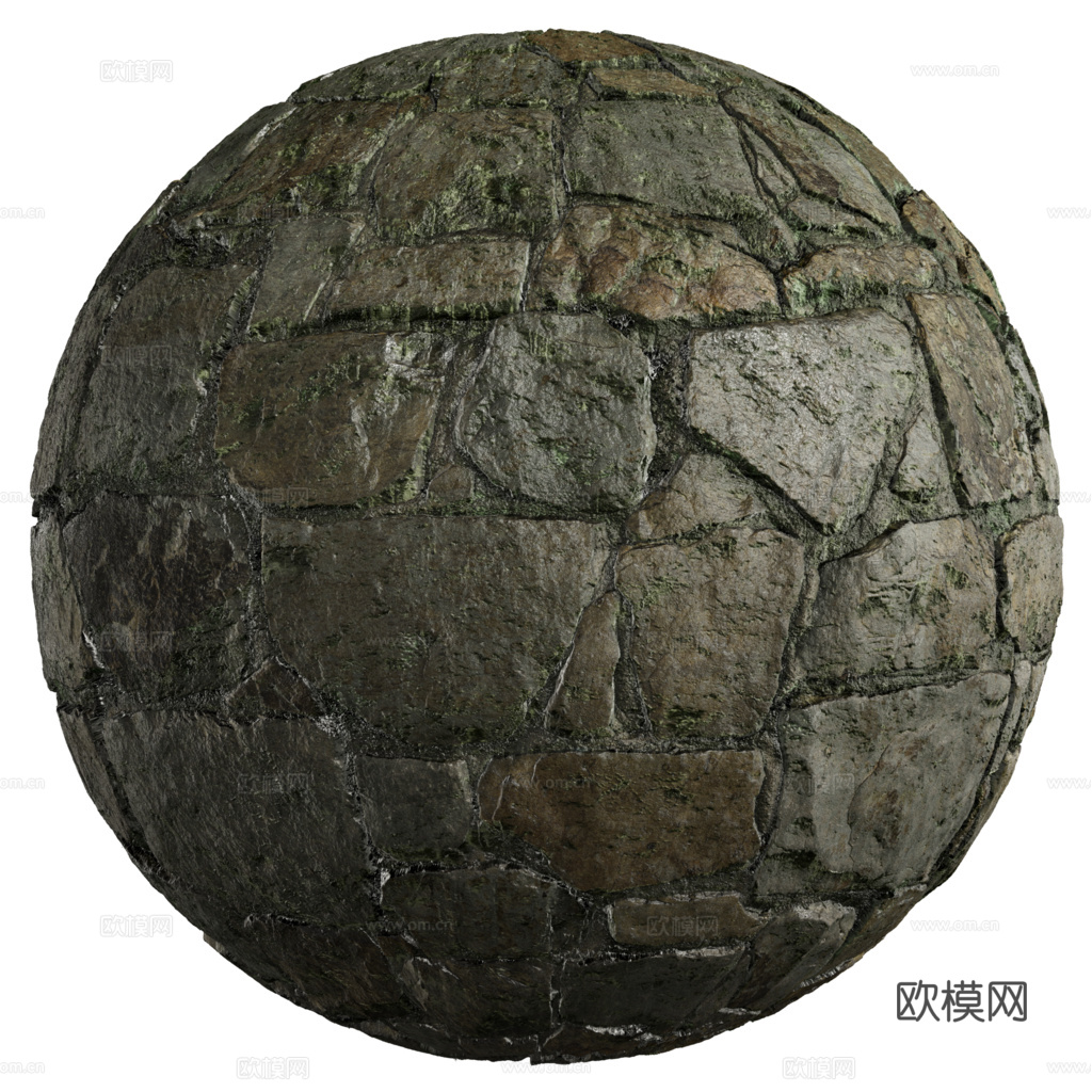无缝石墙石地石砖铺路石户外墙地 PBR材质贴图 2k