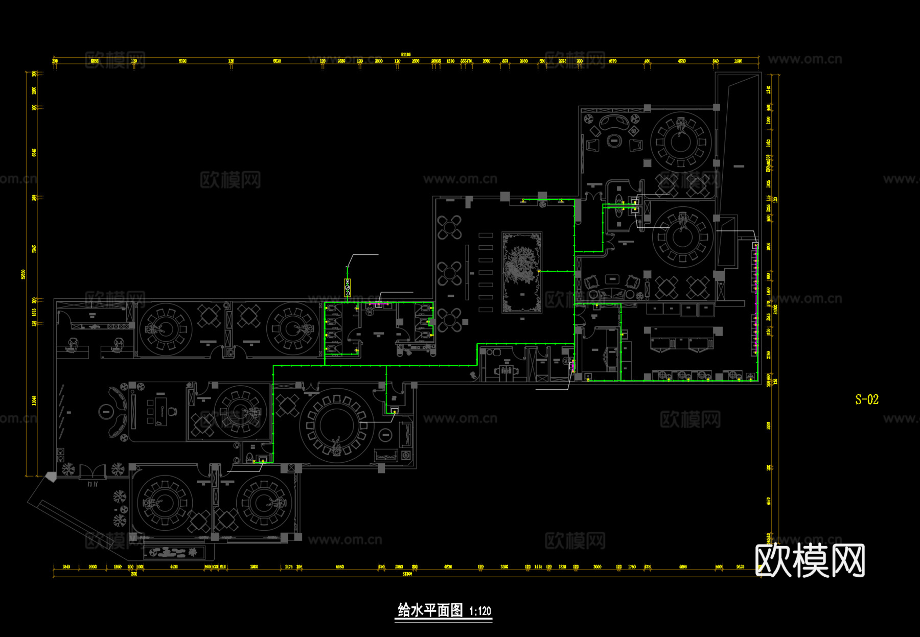 餐饮空间水电系统图cad施工图