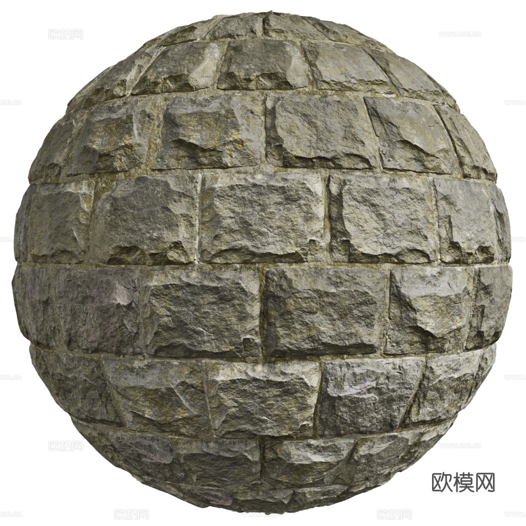 无缝石墙石地石砖铺路石户外墙地 PBR材质贴图 1k