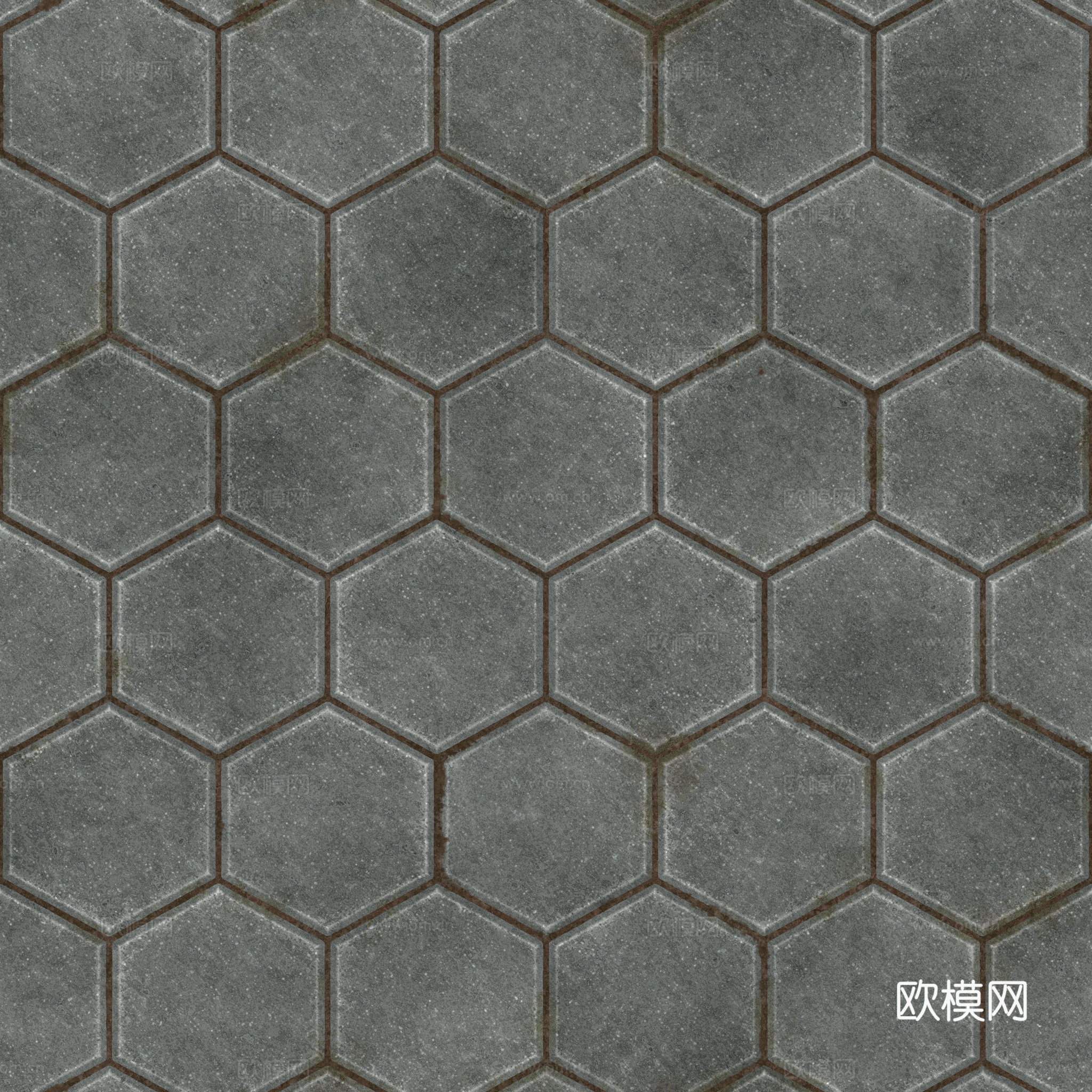 无缝地砖水泥砖六角砖铺路砖户外砖 PBR材质贴图 2k