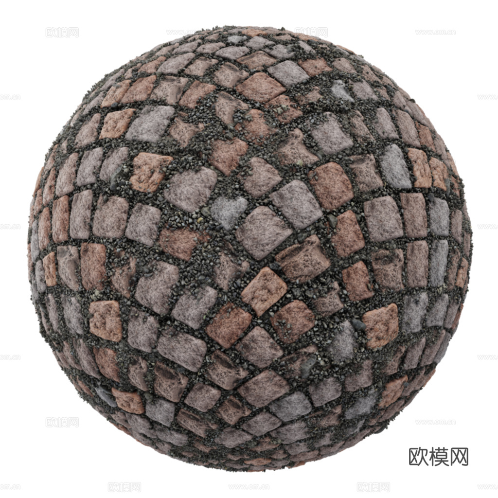 无缝石地石砖铺路石户外地面 PBR材质贴图 1k