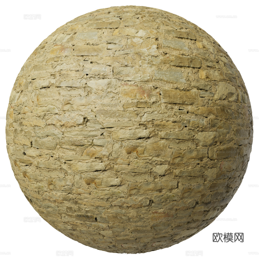 无缝石墙石地 PBR材质贴图 1k