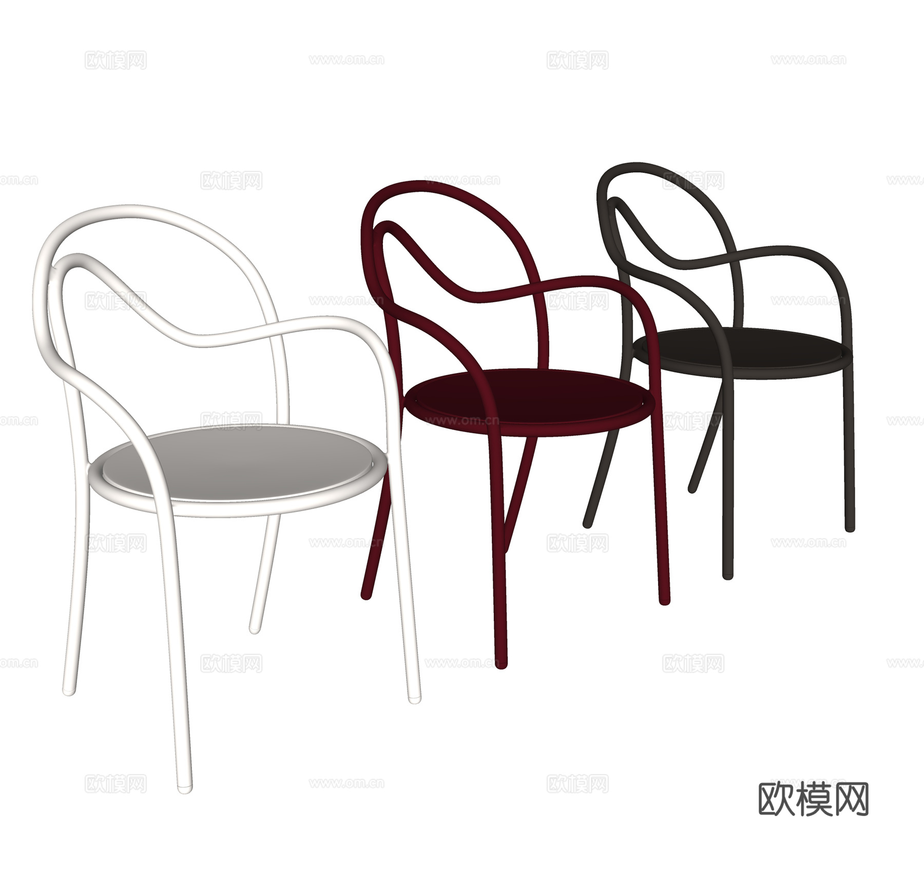 现代简约休闲椅 铁艺单椅 餐椅 户外椅su模型