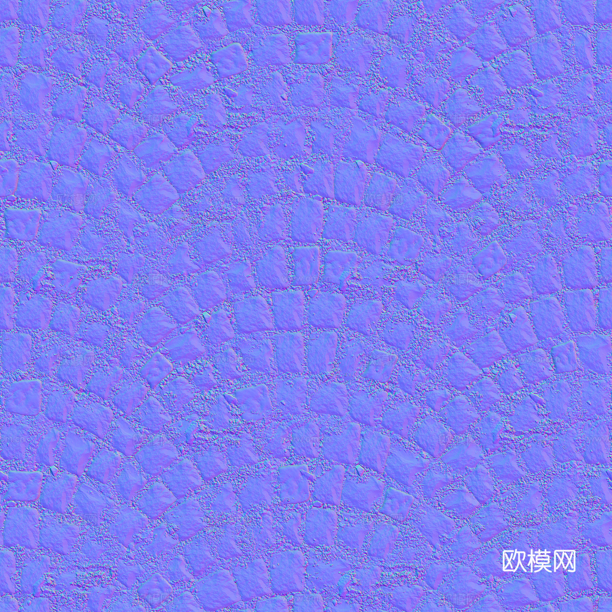 无缝石地石砖铺路石户外地面 PBR材质贴图 2k