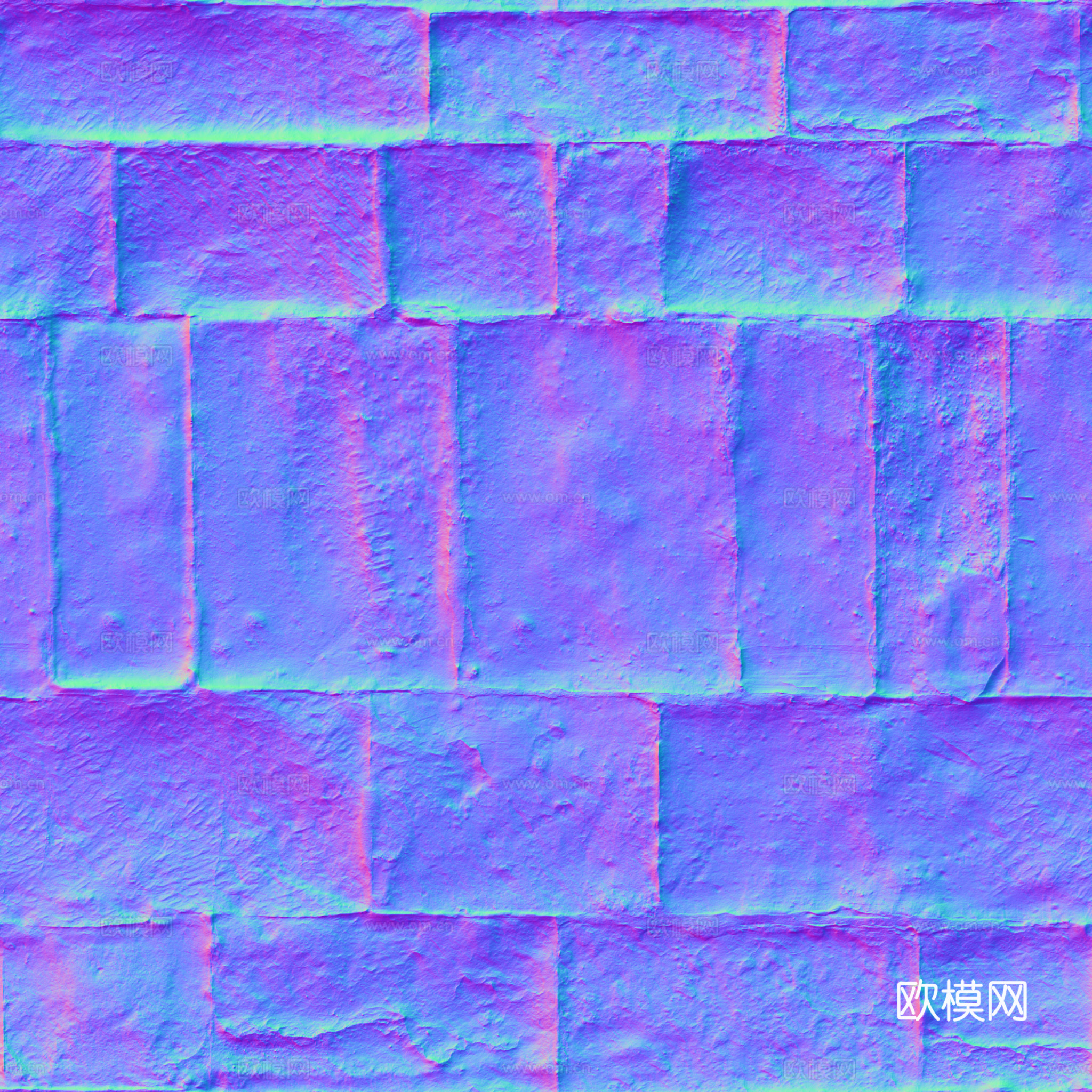 无缝砖墙石墙石砖石地铺路砖户外砖 PBR材质贴图 2k