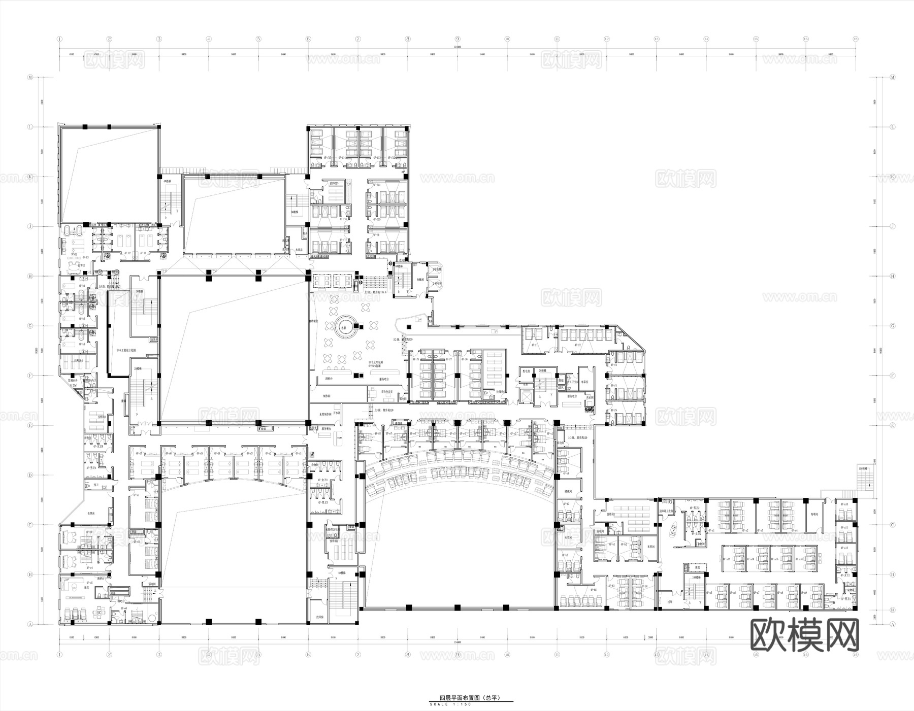休闲会所施工图cad施工图