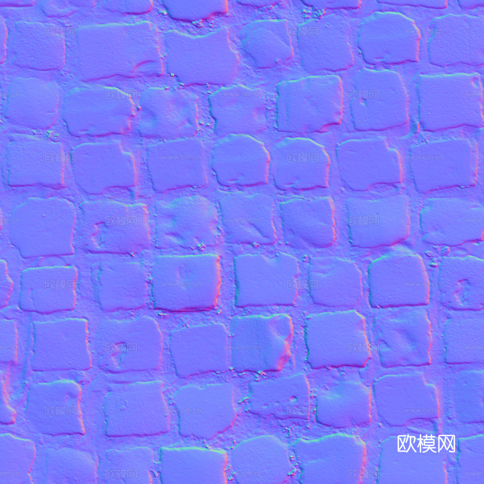 无缝石地石砖铺路石户外地 PBR材质贴图 2k