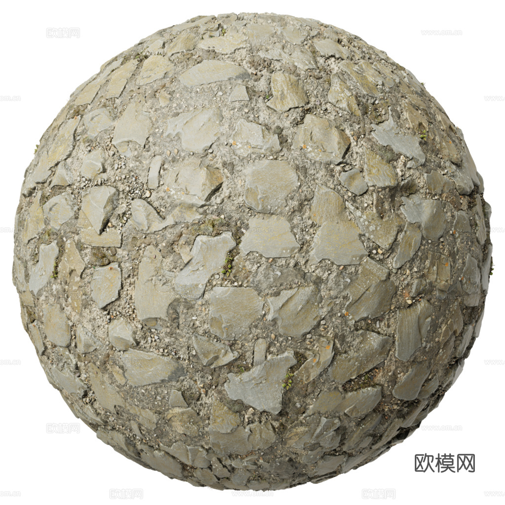 无缝石地石砖铺路石户外地面 PBR材质贴图 1k