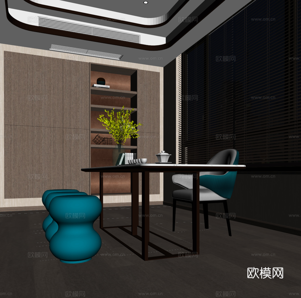 现代茶室su模型