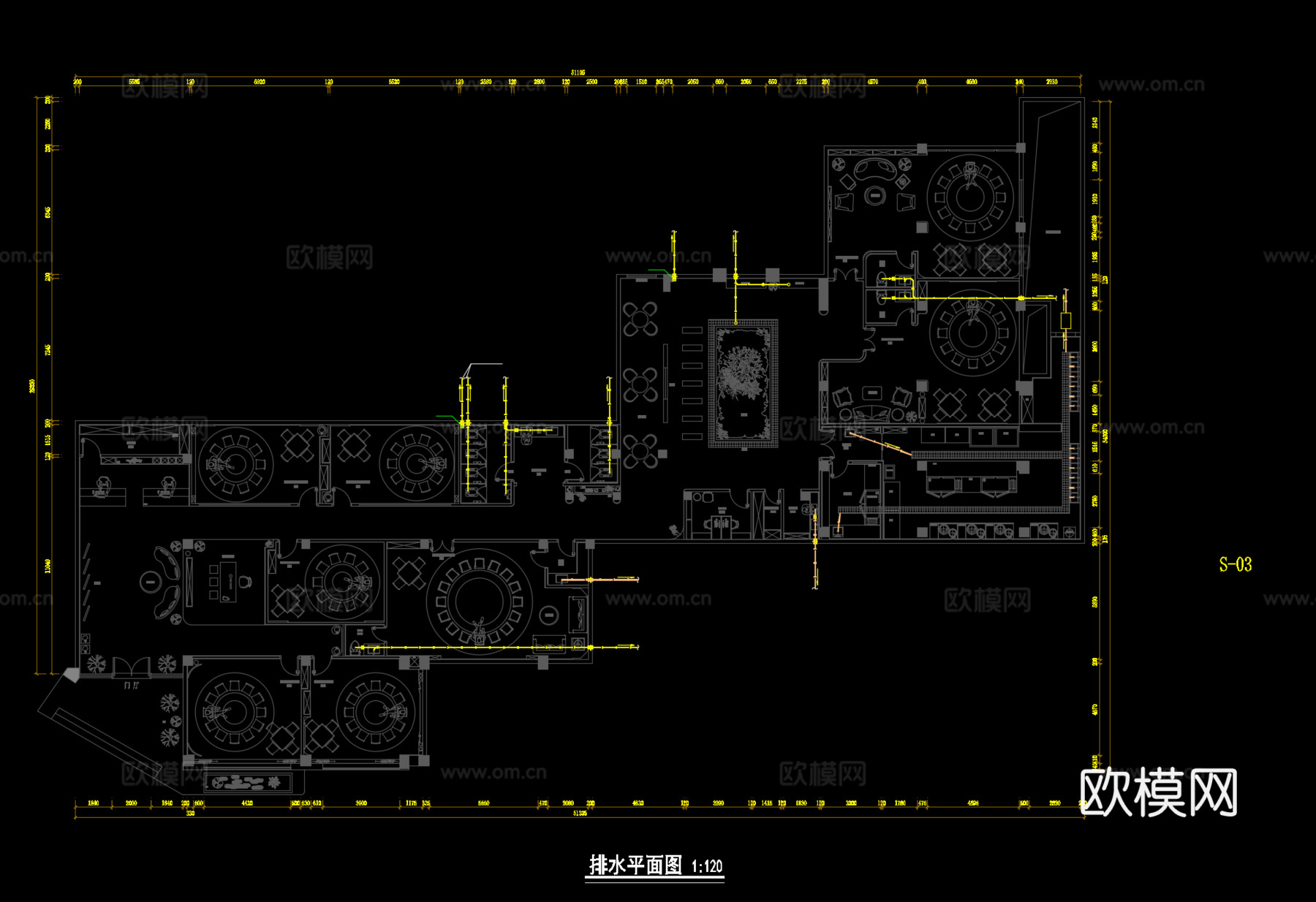 餐饮空间水电系统图cad施工图