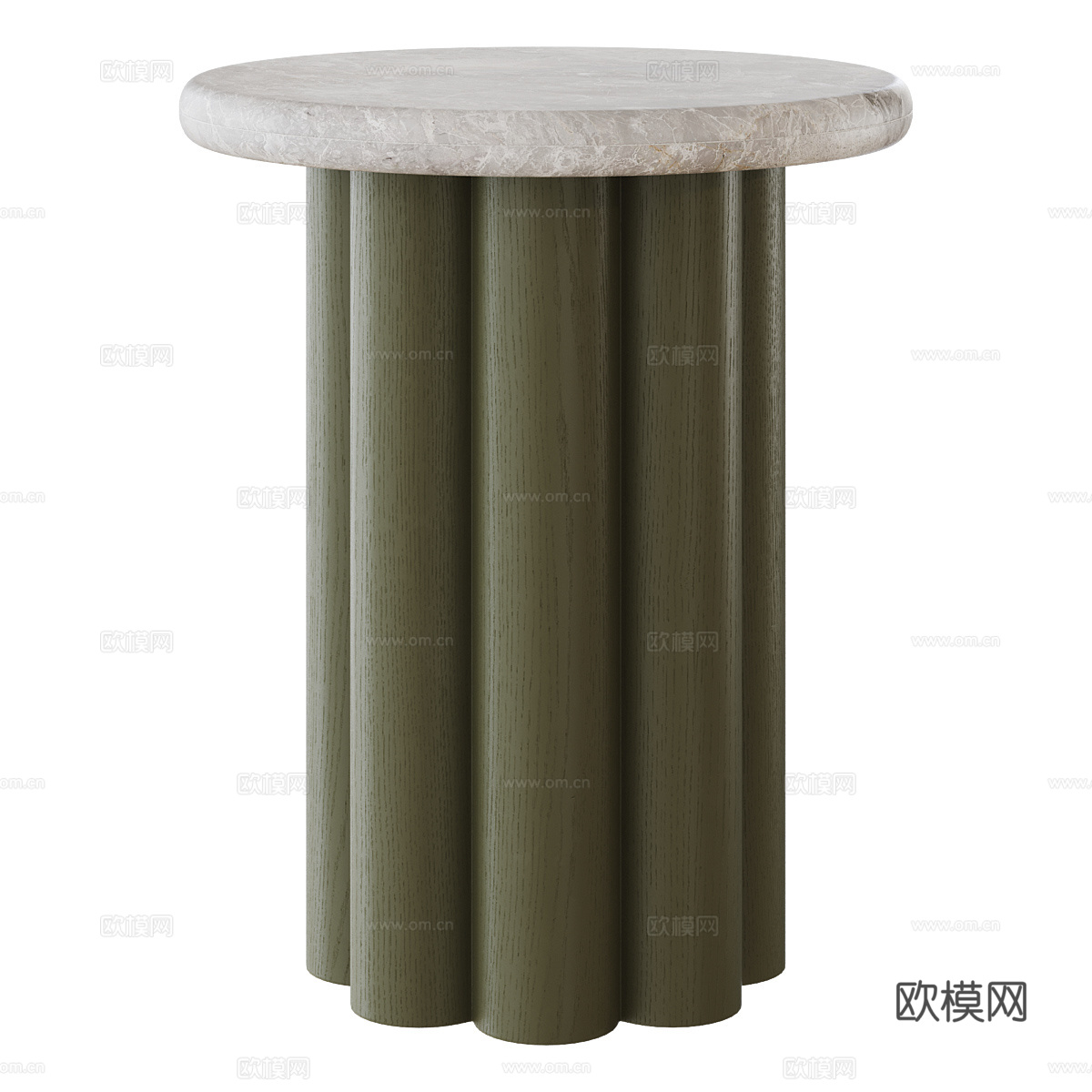现代奶油风大理石圆边几3d模型下载（渲染图1）