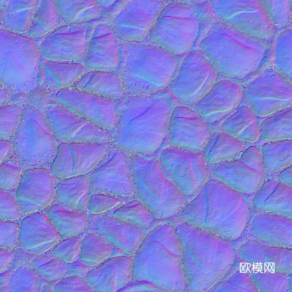 无缝石地石砖铺路石户外地面 PBR材质贴图 1k