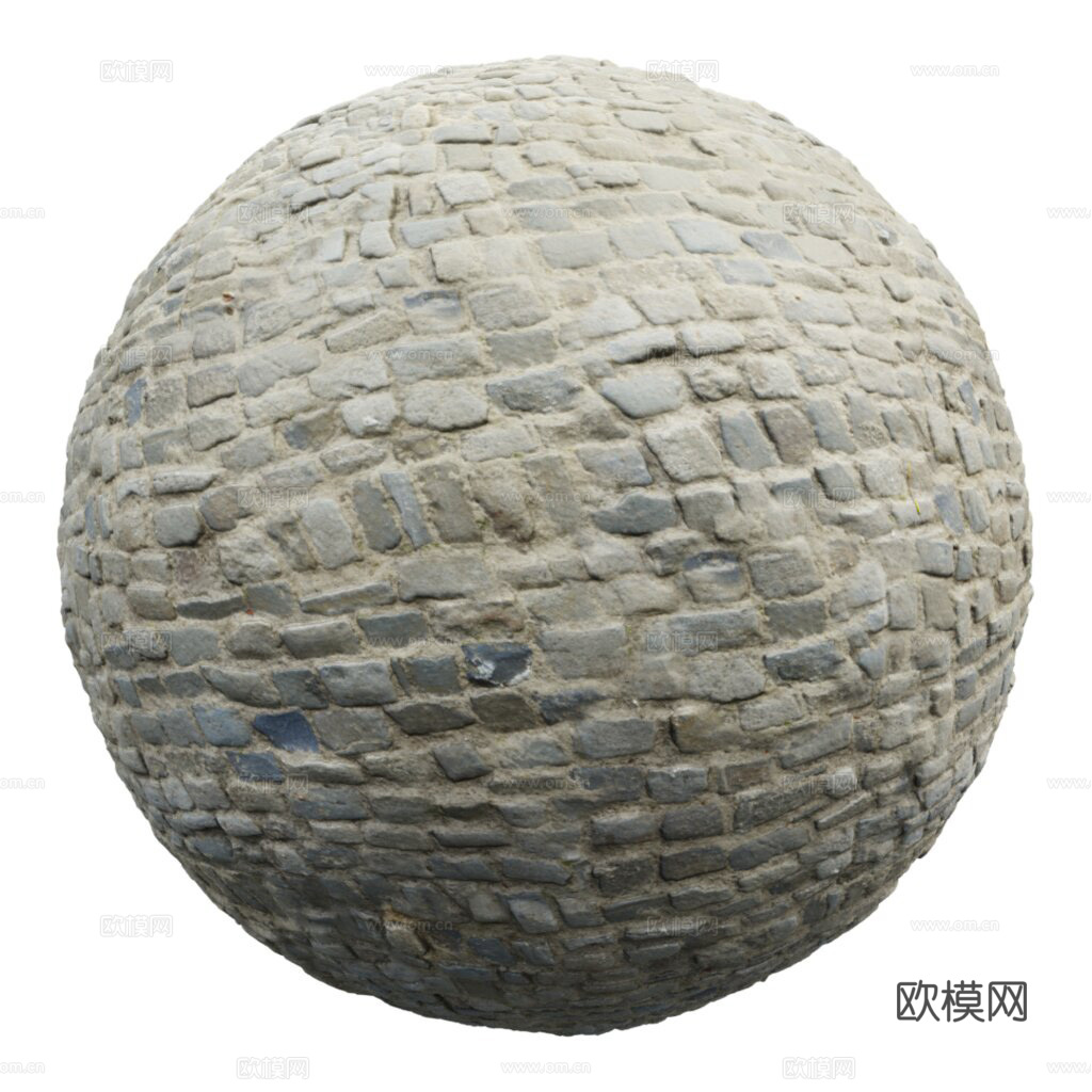无缝石地石砖铺路石户外地面 PBR材质贴图 1k