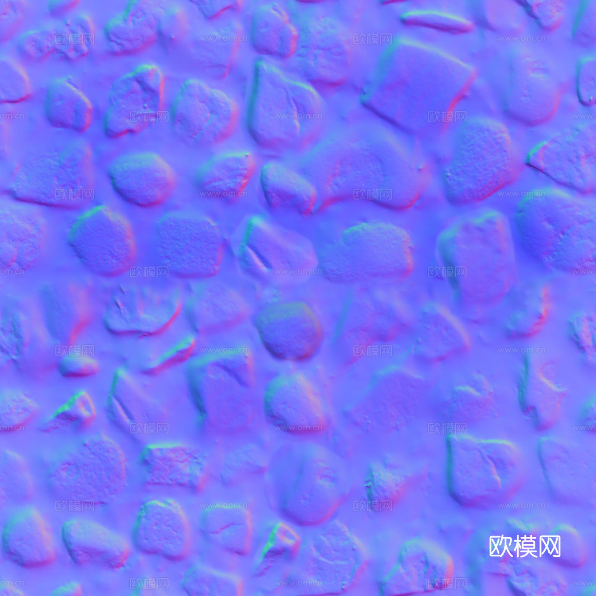无缝石地石砖铺路石户外地 PBR材质贴图 2k