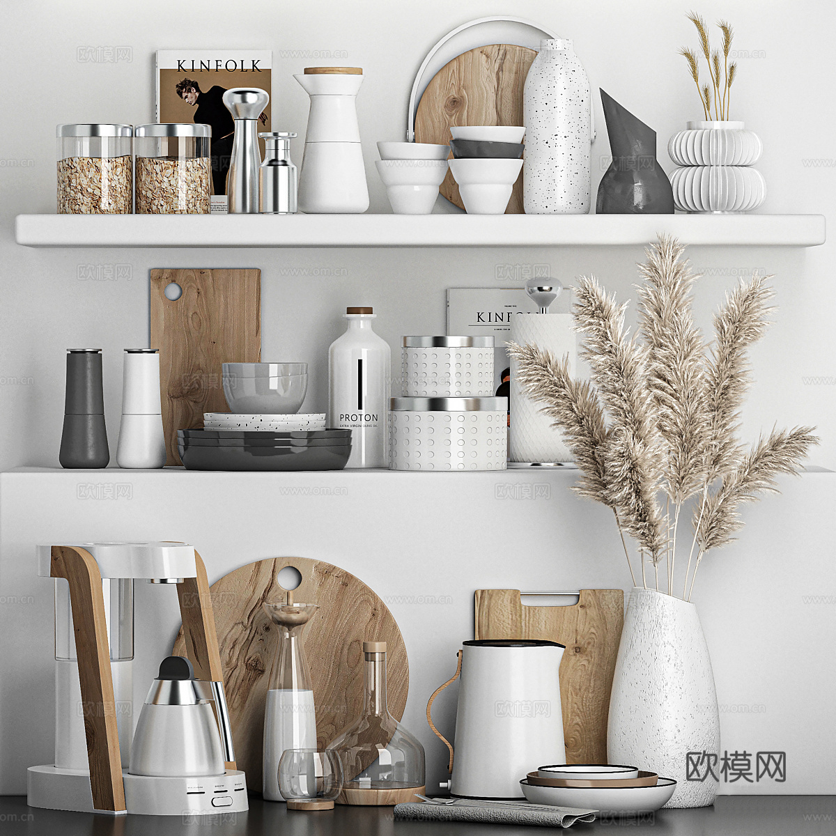 现代意式厨房器具 厨房用品3d模型下载（渲染图1）