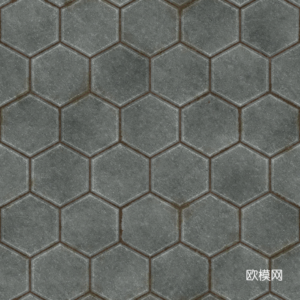 无缝地砖水泥砖六角砖铺路砖户外砖 PBR材质贴图 1k