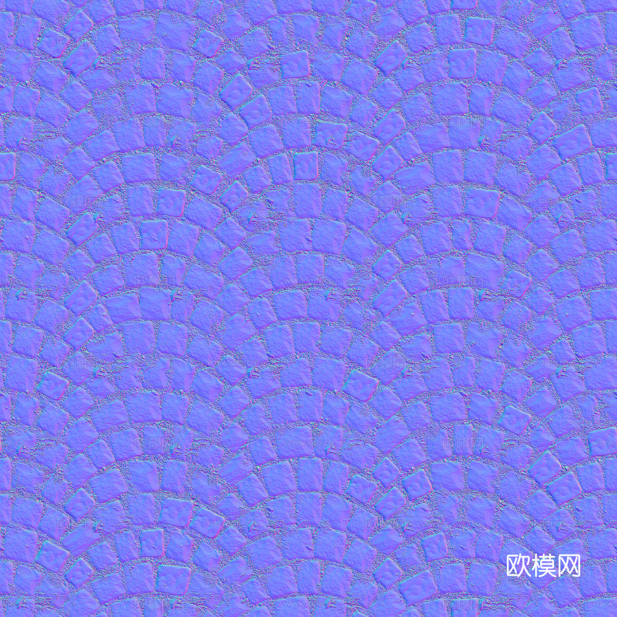 无缝石地石砖铺路石户外地面 PBR材质贴图 2k