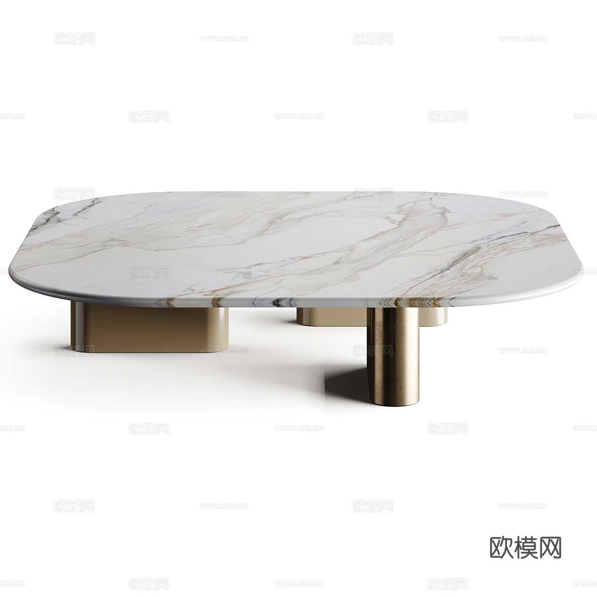 现代意式轻奢大理石茶几组合3d模型下载（渲染图2）