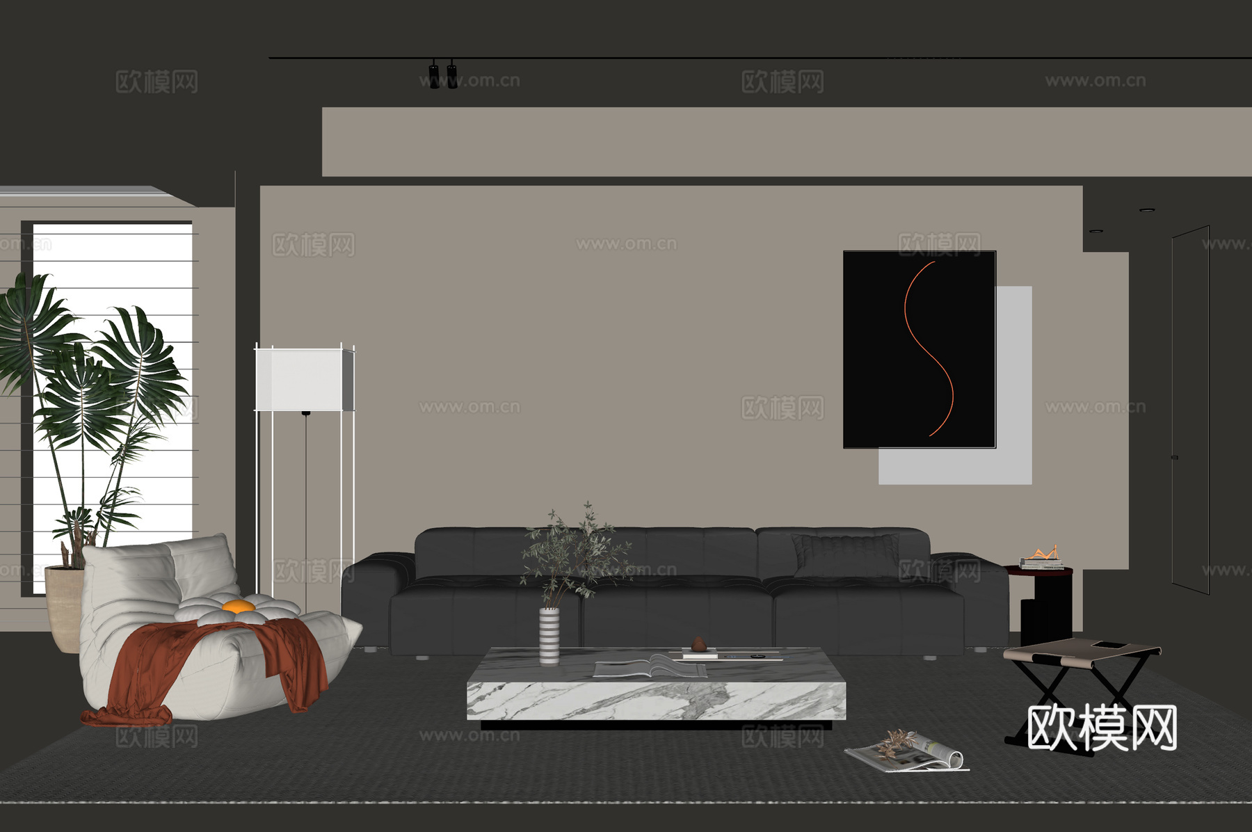 现代客厅su模型