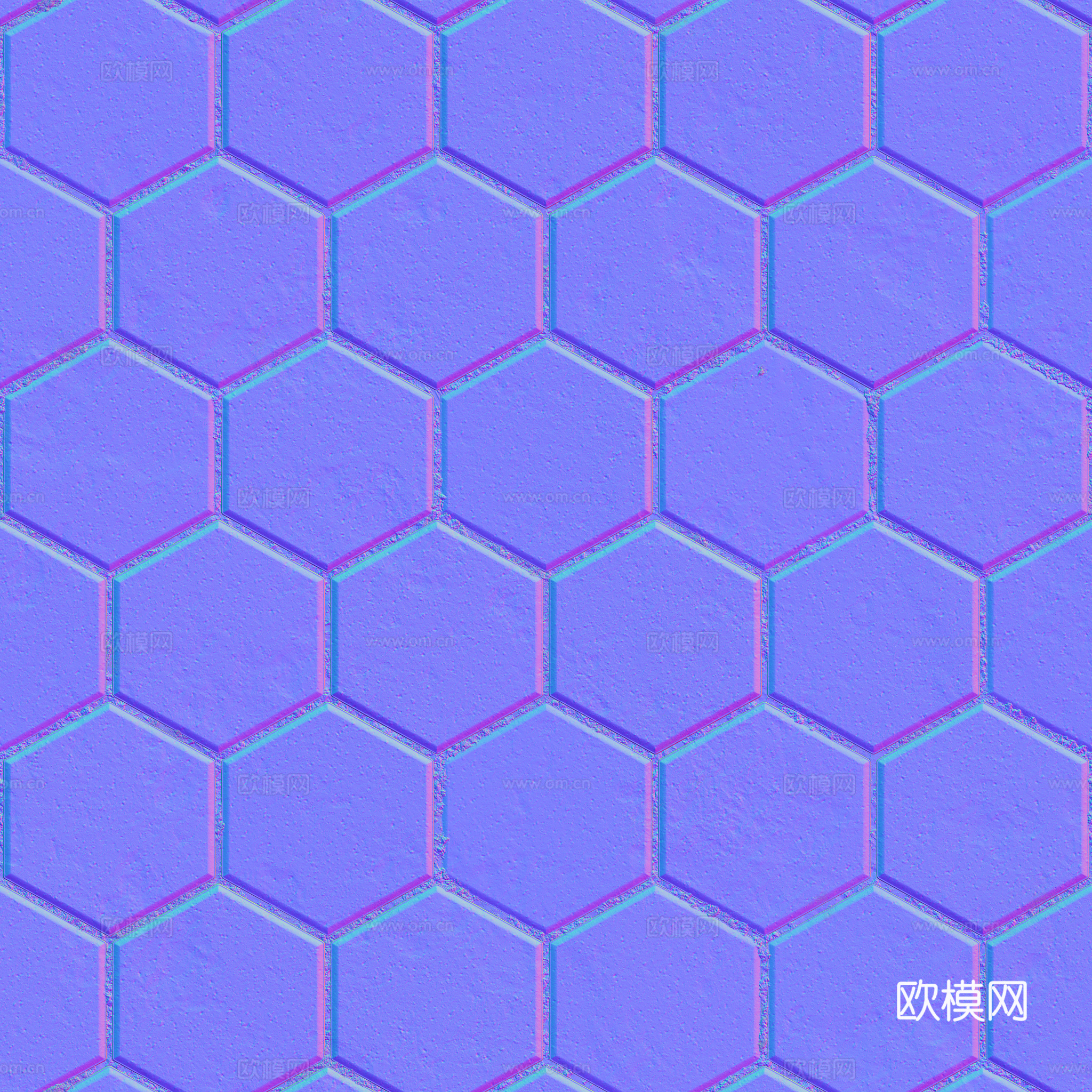 无缝地砖水泥砖六角砖铺路砖户外砖 PBR材质贴图 2k