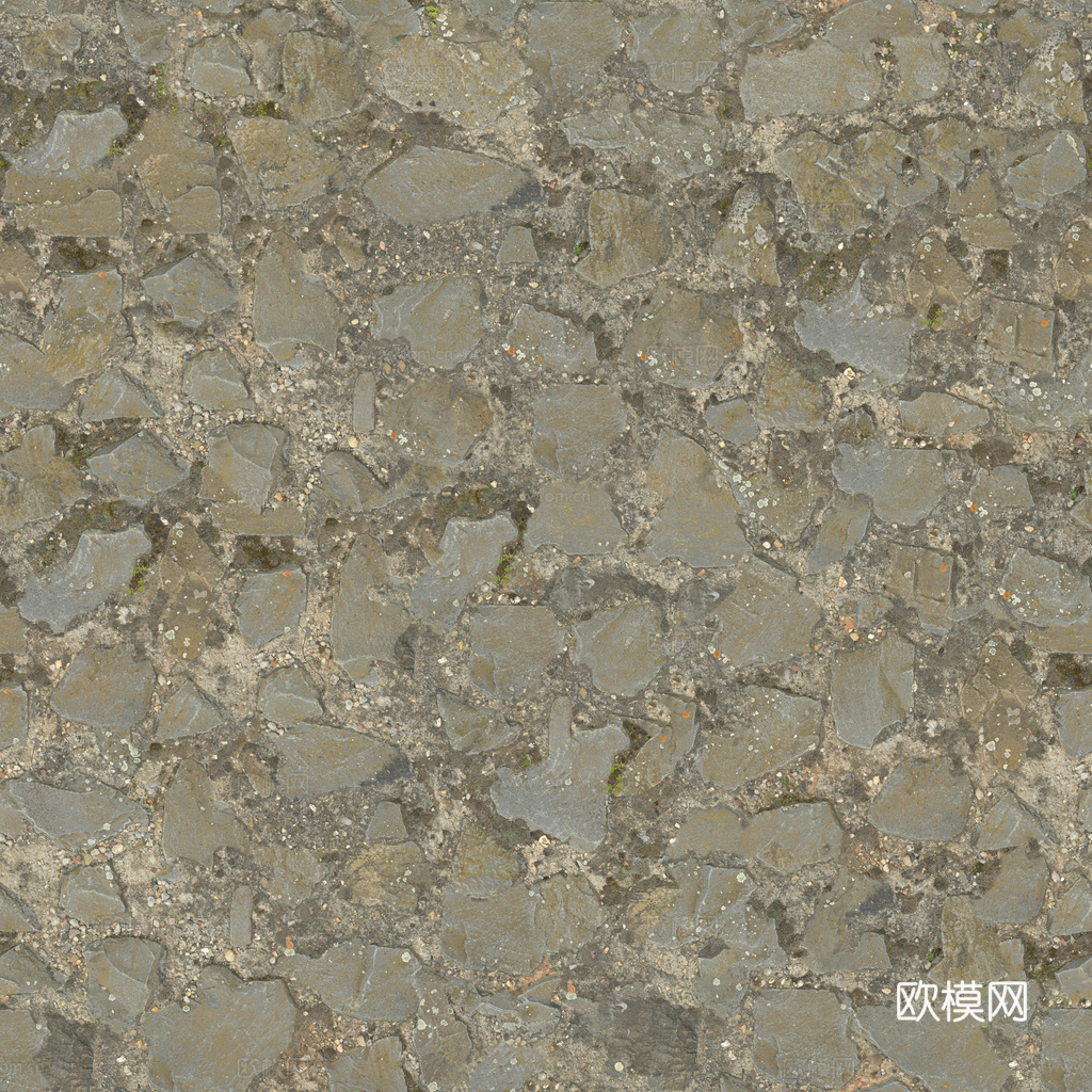 无缝石地石砖铺路石户外地面 PBR材质贴图 1k