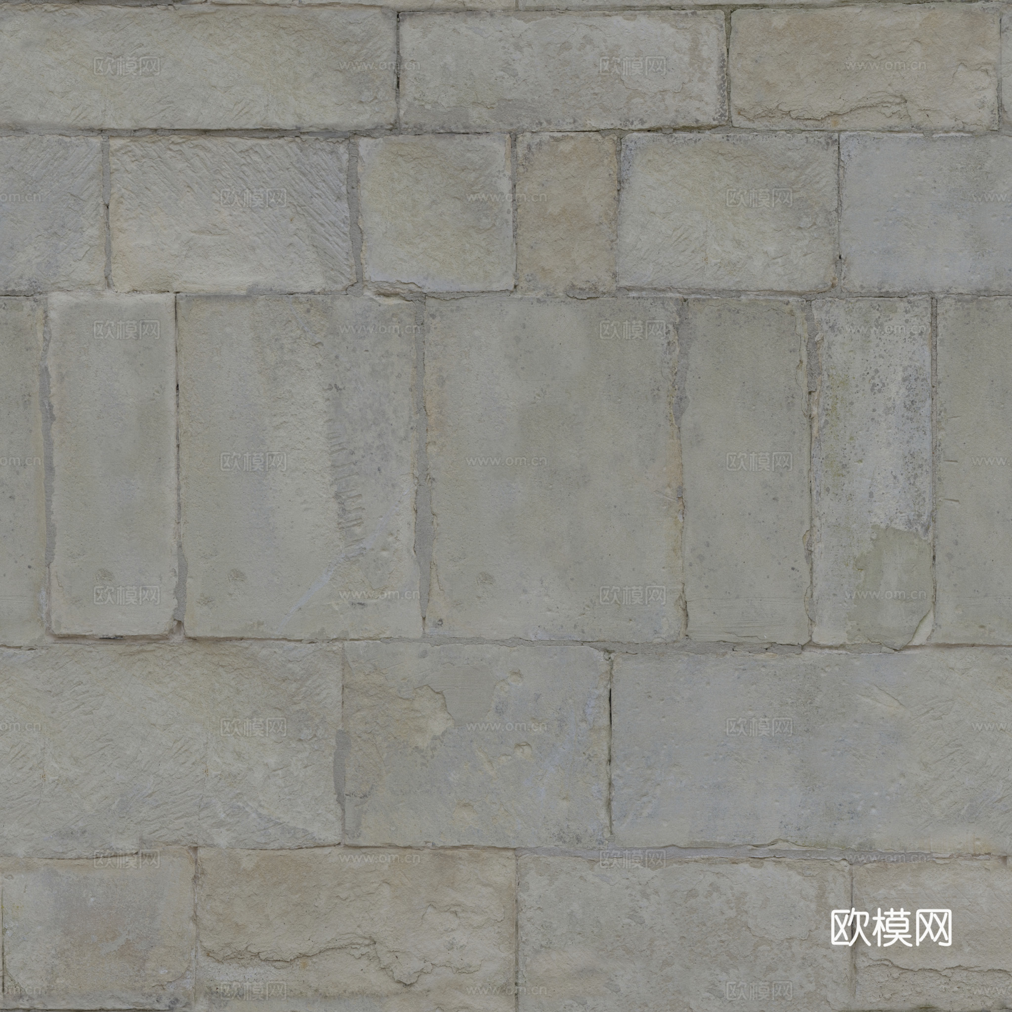 无缝砖墙石墙石砖石地铺路砖户外砖 PBR材质贴图 2k