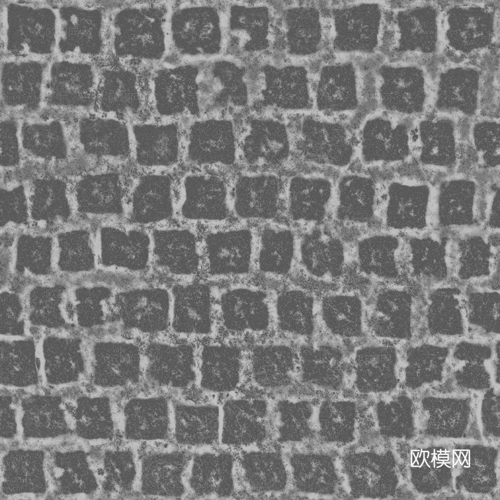 无缝石地石砖铺路石户外地面 PBR材质贴图 1k下载（渲染图7）