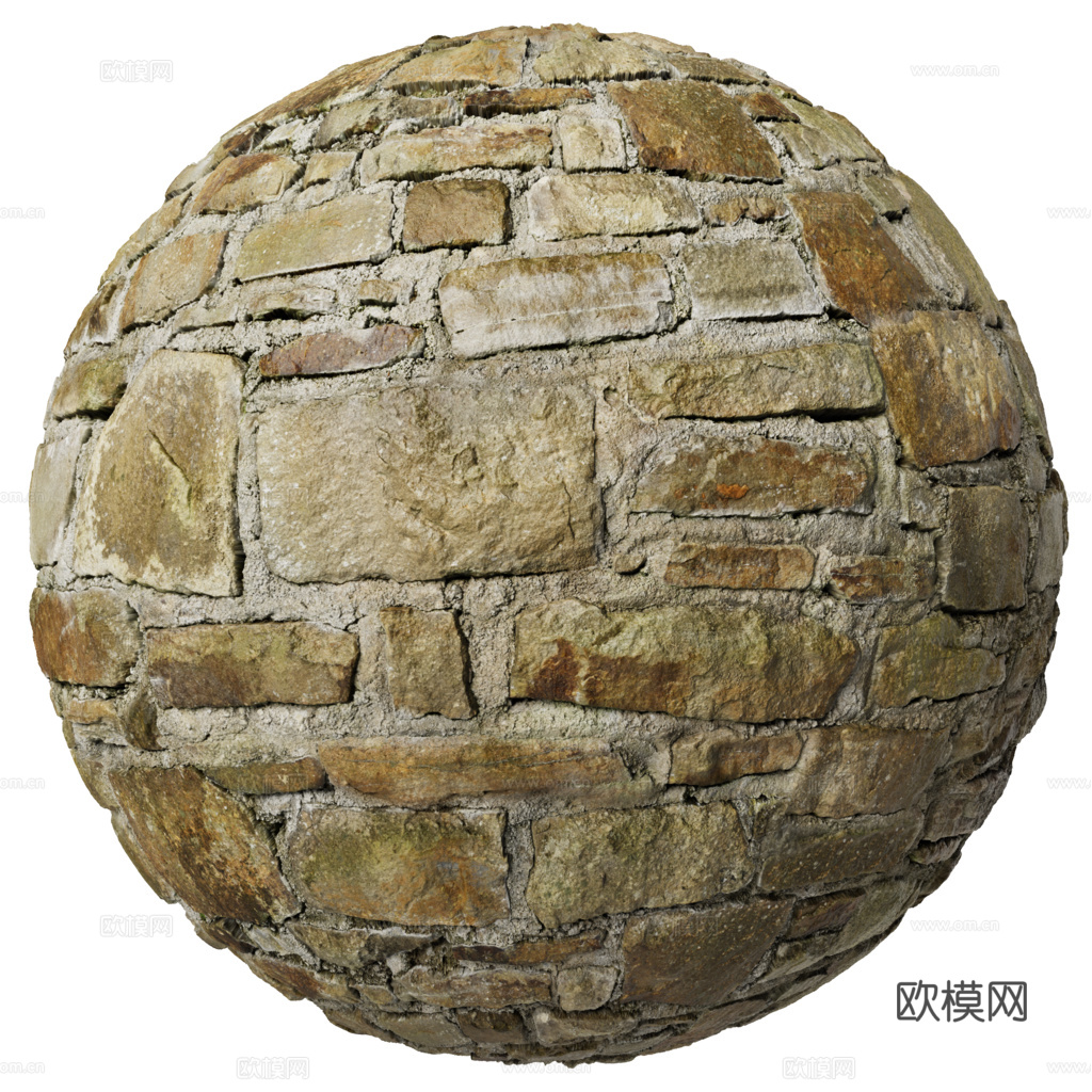 无缝石墙石地 PBR材质贴图 1k